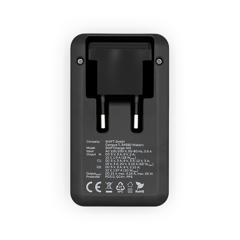 SHIFTcharger M3 - Stecker eingeklappt - extra flach